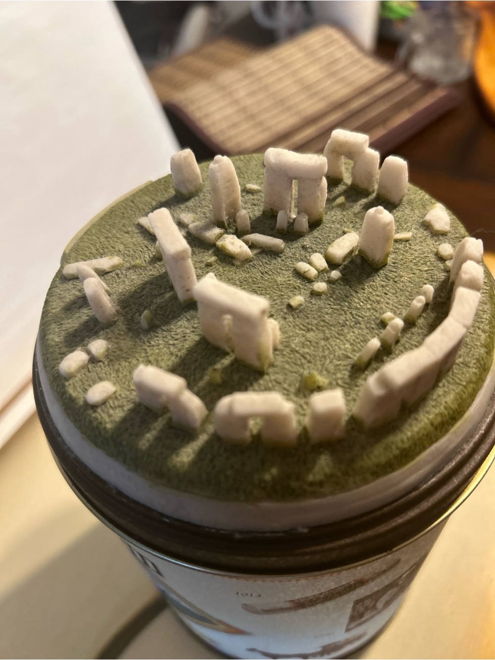 Mini Stonehenge 3D Topper Decorative Accent in Green and Cream